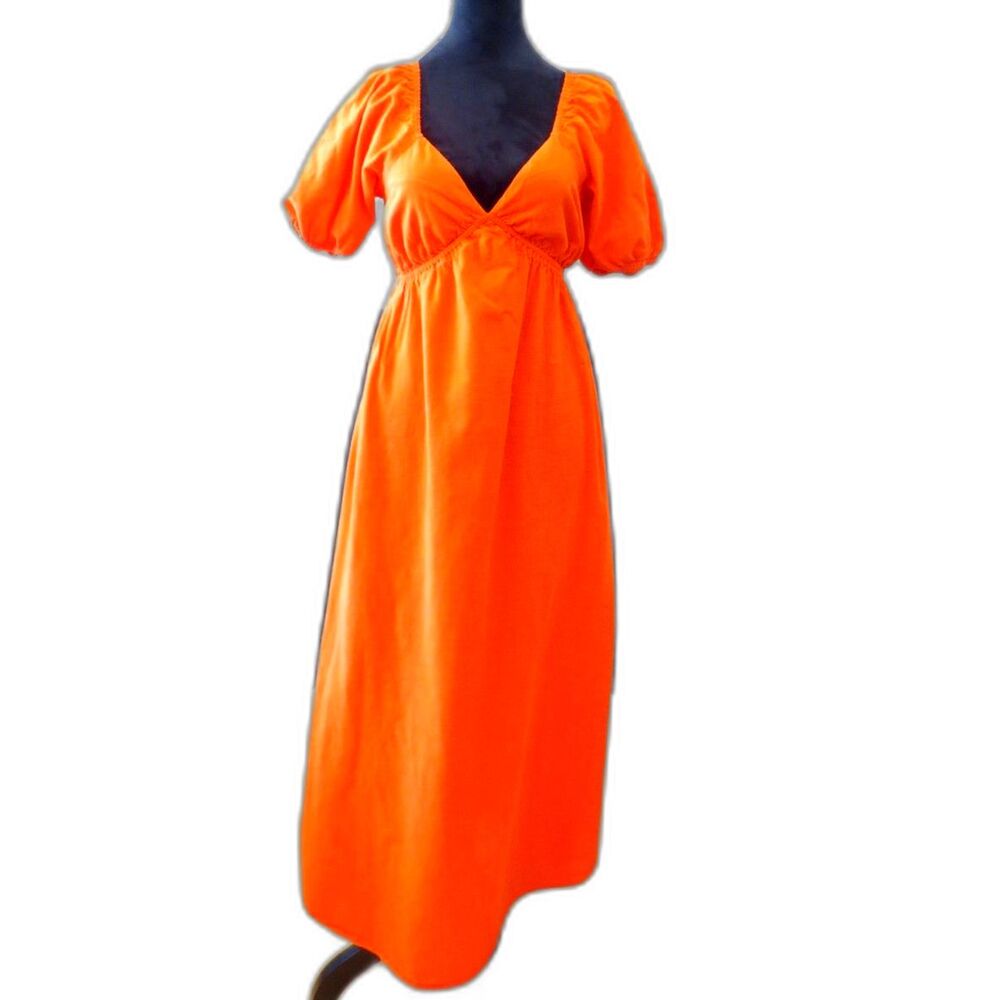 Billabong Love Fade Puff Sleeve Maxi Dress 100% Cotton BohoChic M EUC